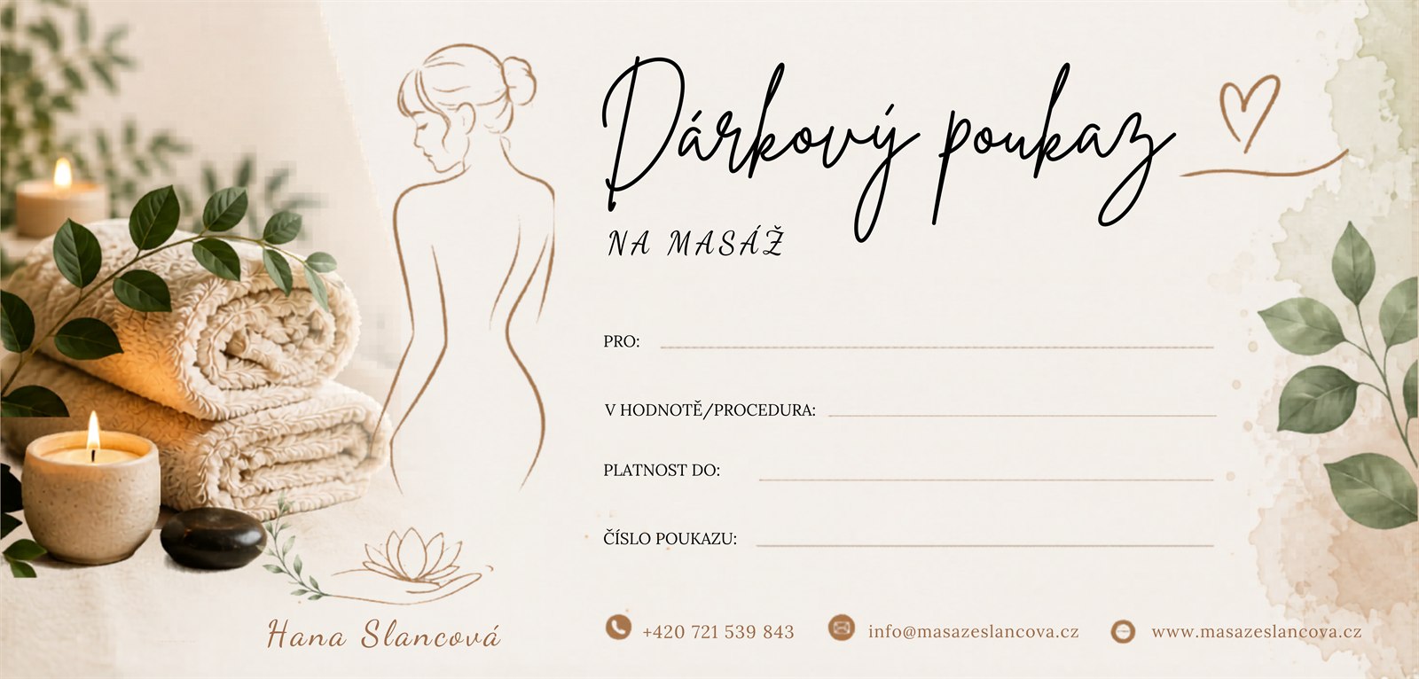 Dárkový poukaz Masáže Hana Slancová